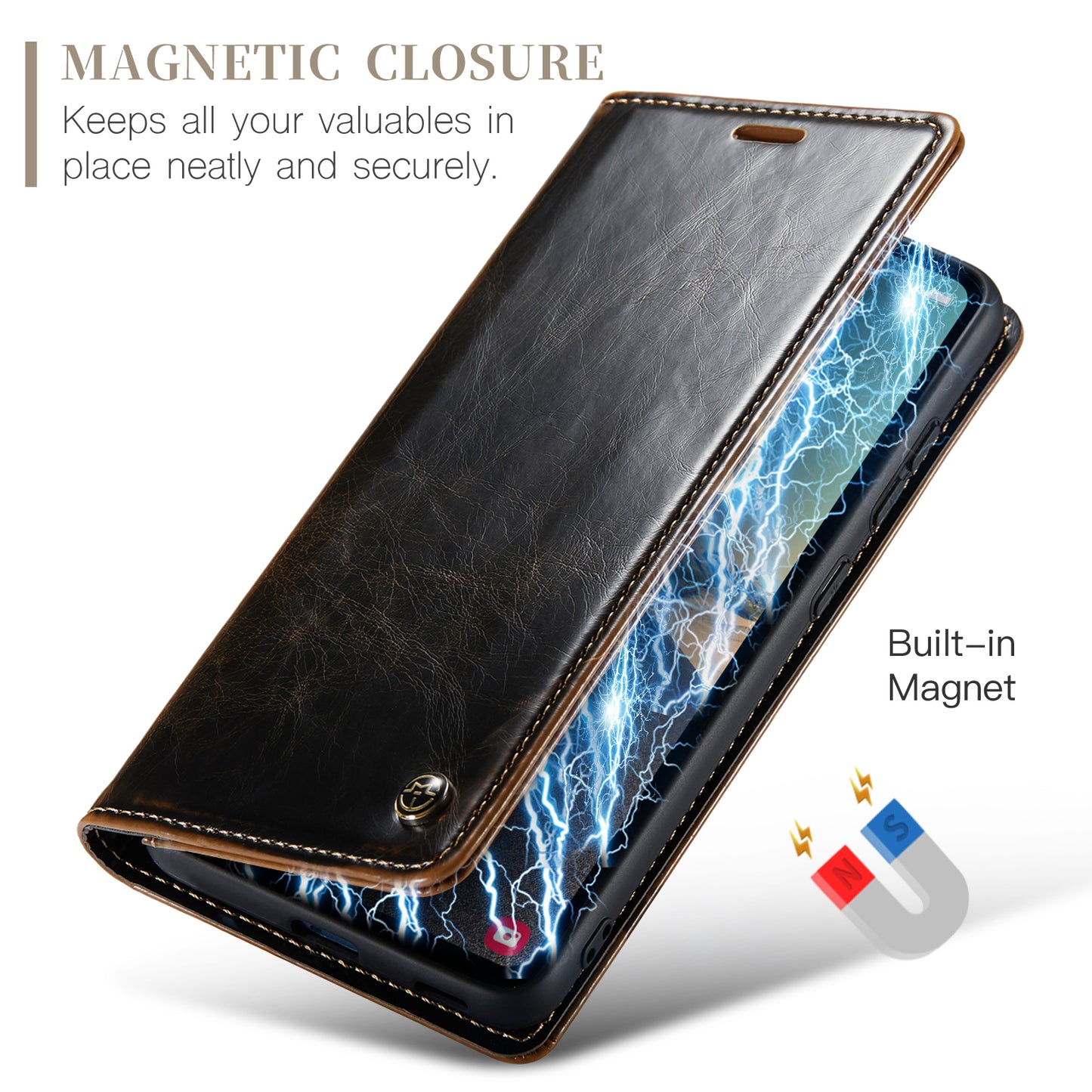 CASEME Luxury Retro Galaxy S23 FE Leather Case Magnetic