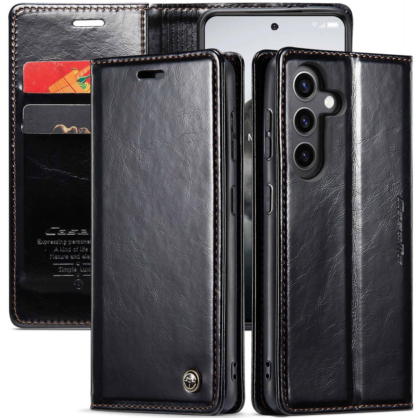 CASEME Luxury Retro Galaxy S24 FE Leather Case Magnetic