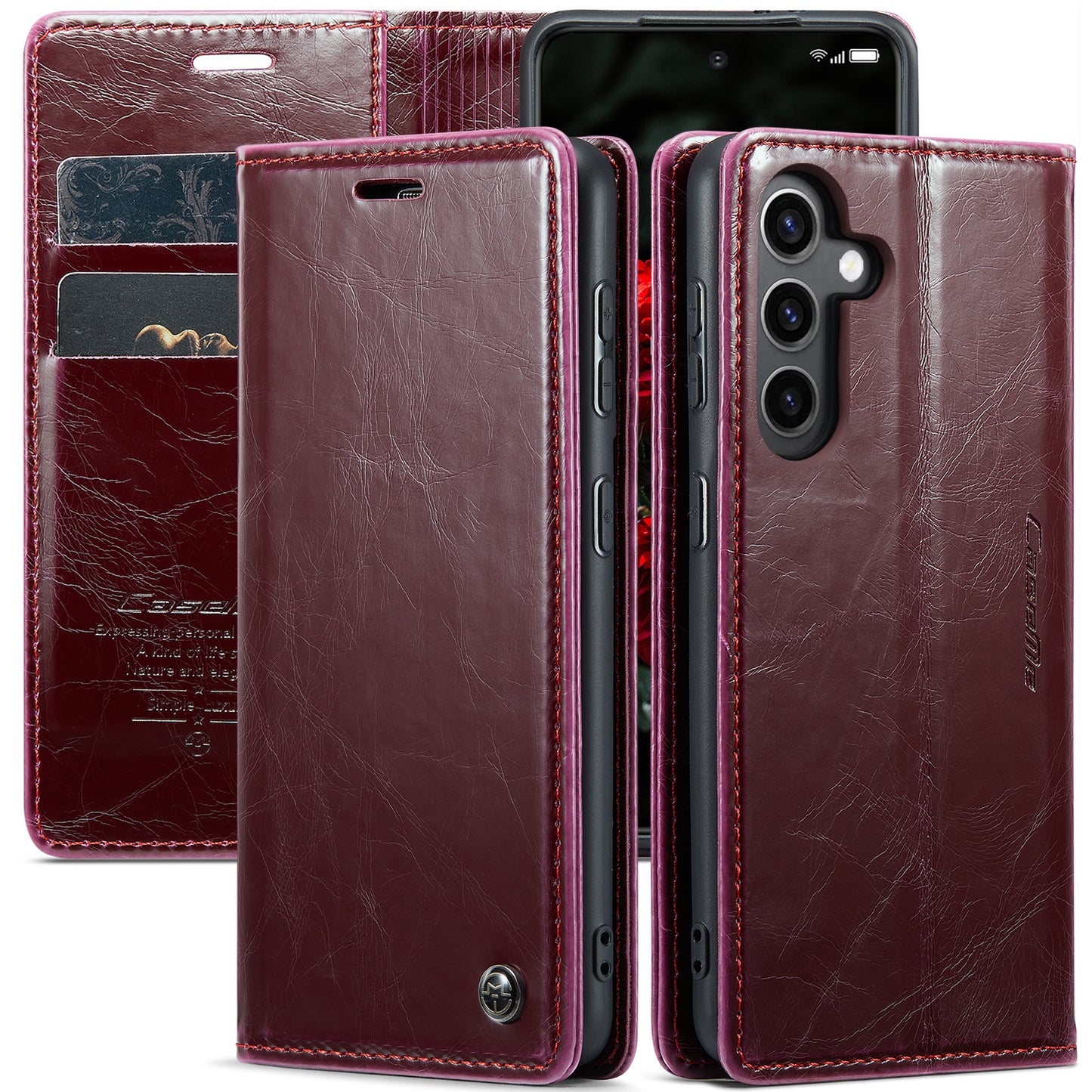 CASEME Luxury Retro Galaxy S24 FE Leather Case Magnetic