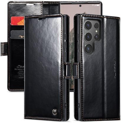 CASEME Luxury Retro Galaxy S24 Ultra Leather Case Magnetic