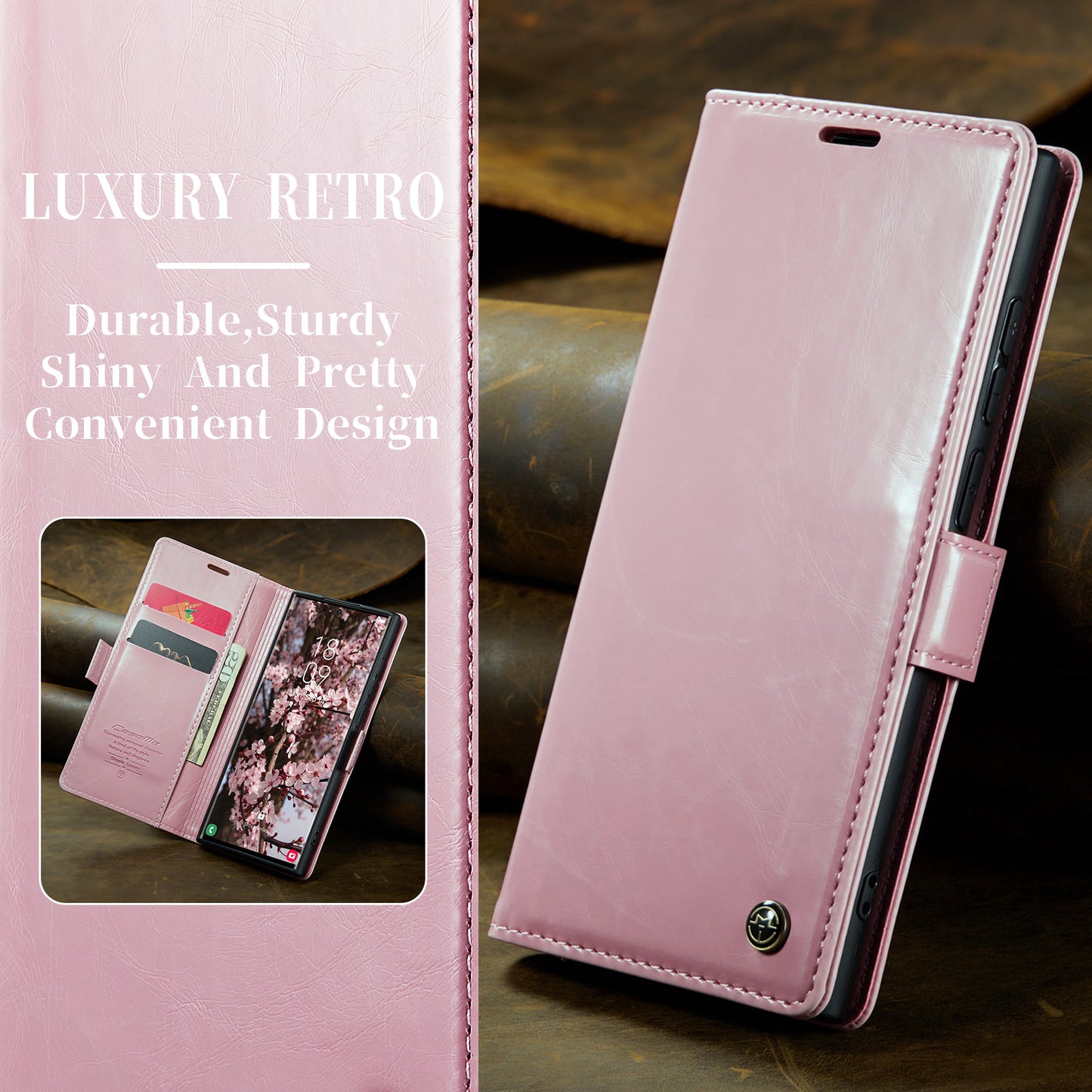 CASEME Luxury Retro Galaxy S24 Ultra Leather Case Magnetic