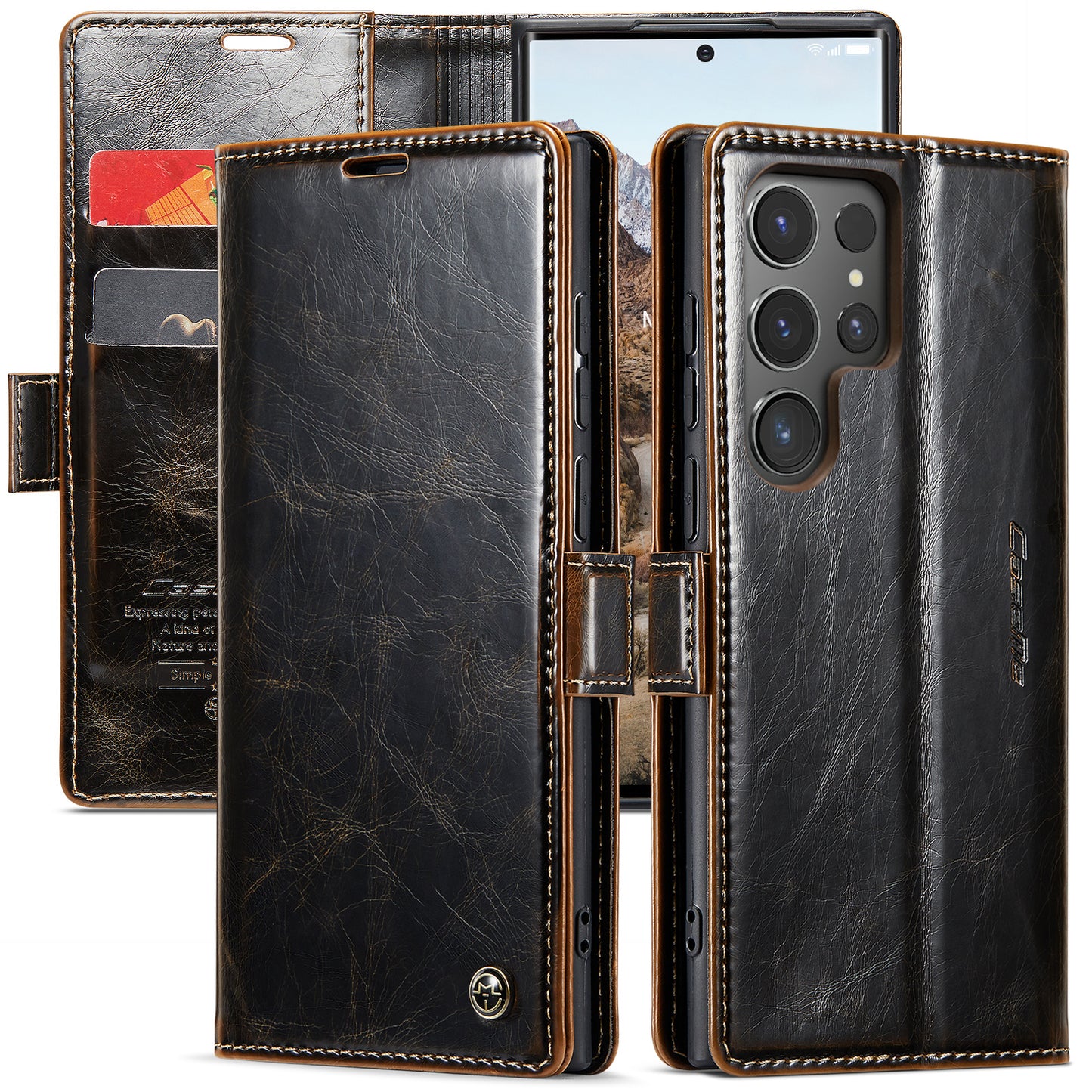 CASEME Luxury Retro Galaxy S24 Ultra Leather Case Magnetic