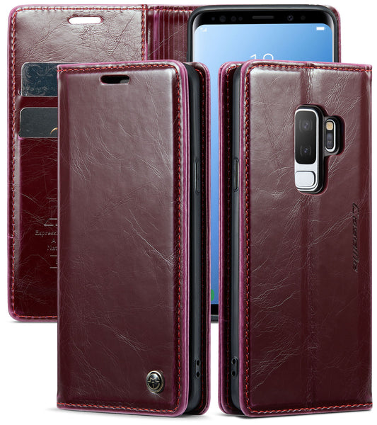 CASEME Luxury Retro Galaxy S9+ Leather Case Magnetic