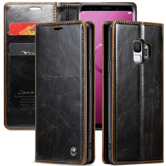 CASEME Luxury Retro Galaxy S9 Leather Case Magnetic