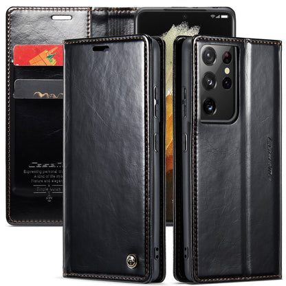 CASEME Luxury Retro Galaxy S21 Ultra Leather Case Magnetic