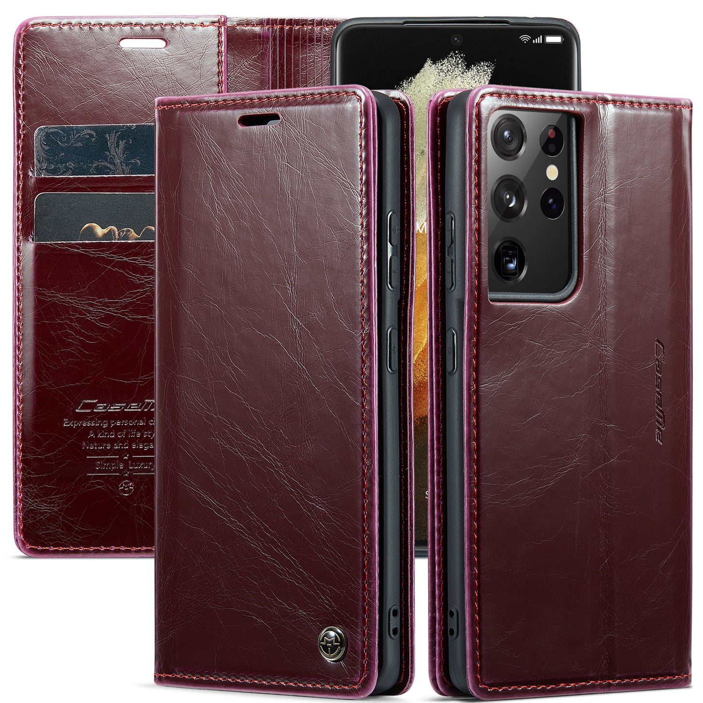 CASEME Luxury Retro Galaxy S21 Ultra Leather Case Magnetic