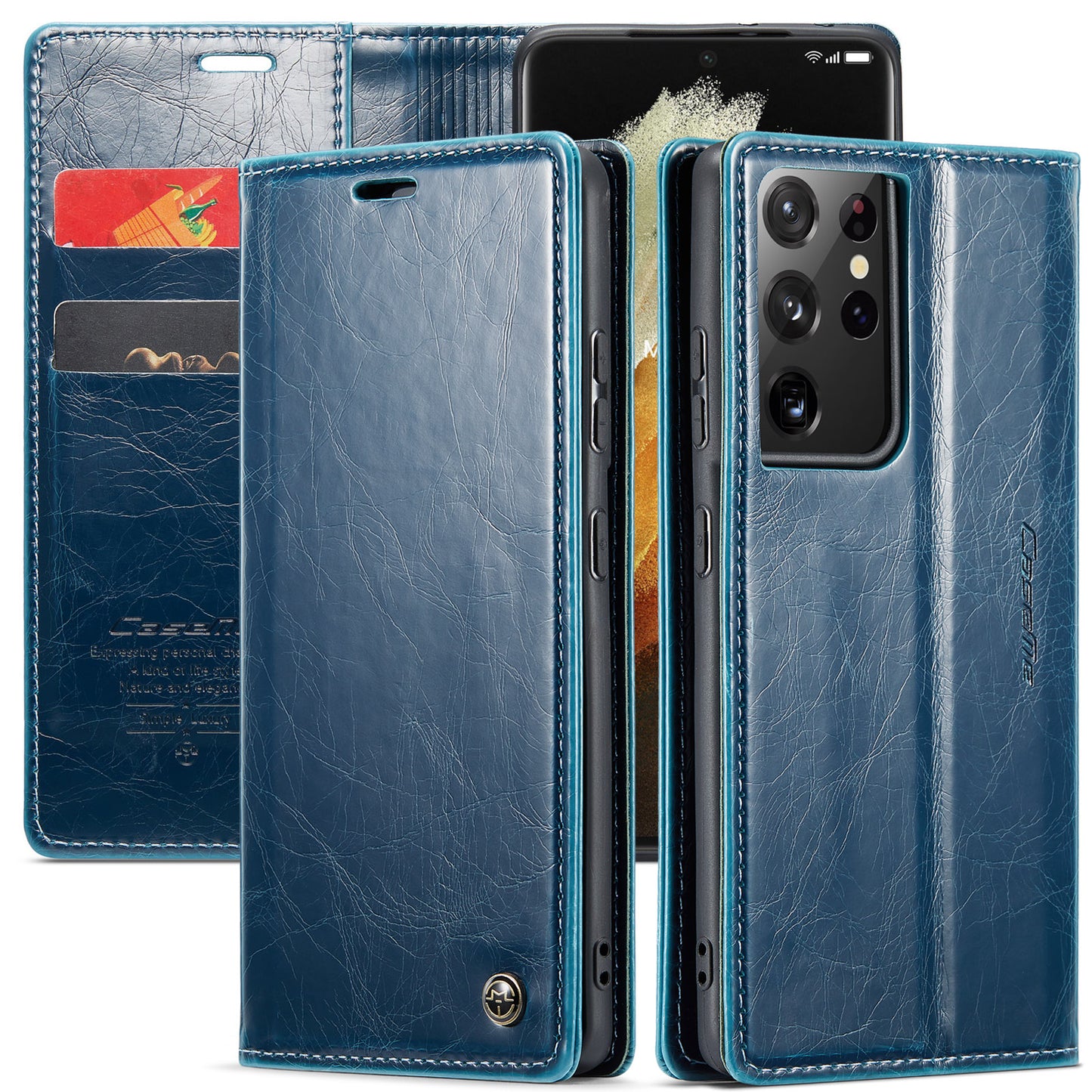 CASEME Luxury Retro Galaxy S21 Ultra Leather Case Magnetic