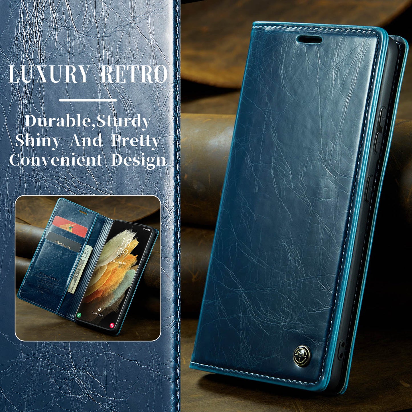 CASEME Luxury Retro Galaxy S21 Ultra Leather Case Magnetic