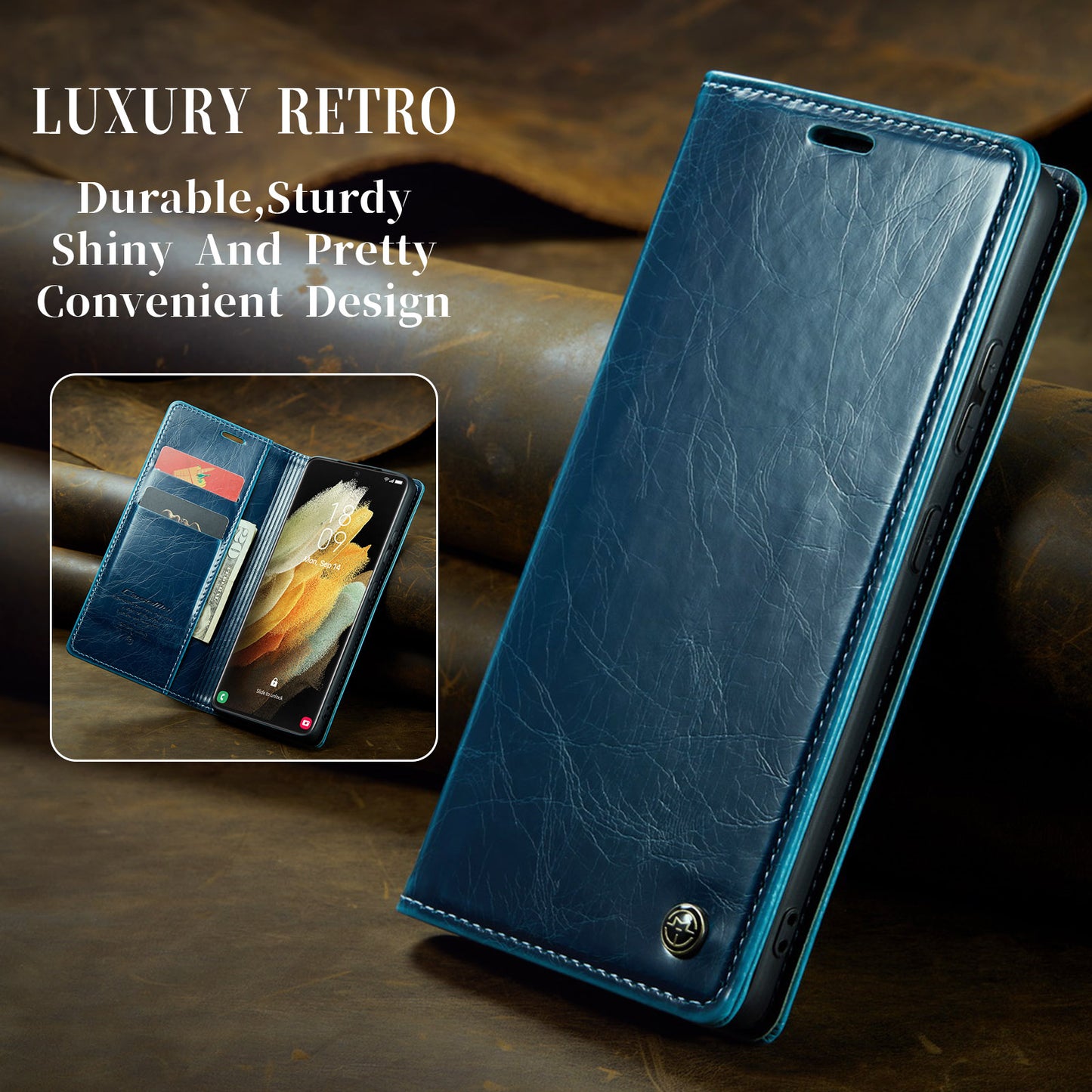 CASEME Luxury Retro Galaxy S21 Ultra Leather Case Magnetic