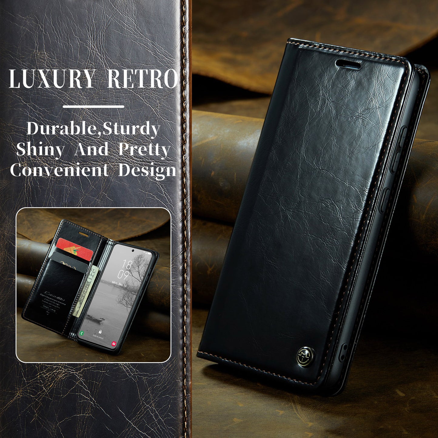 CASEME Luxury Retro Galaxy S23 Leather Case Magnetic