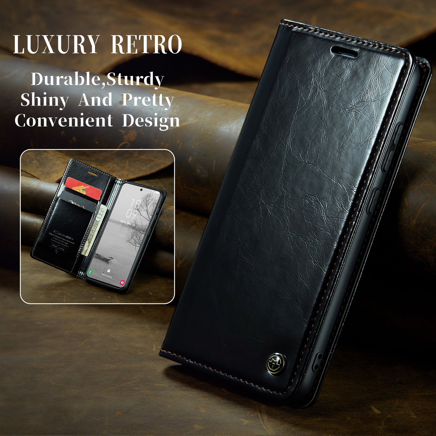 CASEME Luxury Retro Galaxy S23 Leather Case Magnetic