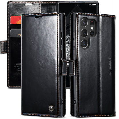 CASEME Luxury Retro Galaxy S23 Ultra Leather Case Magnetic