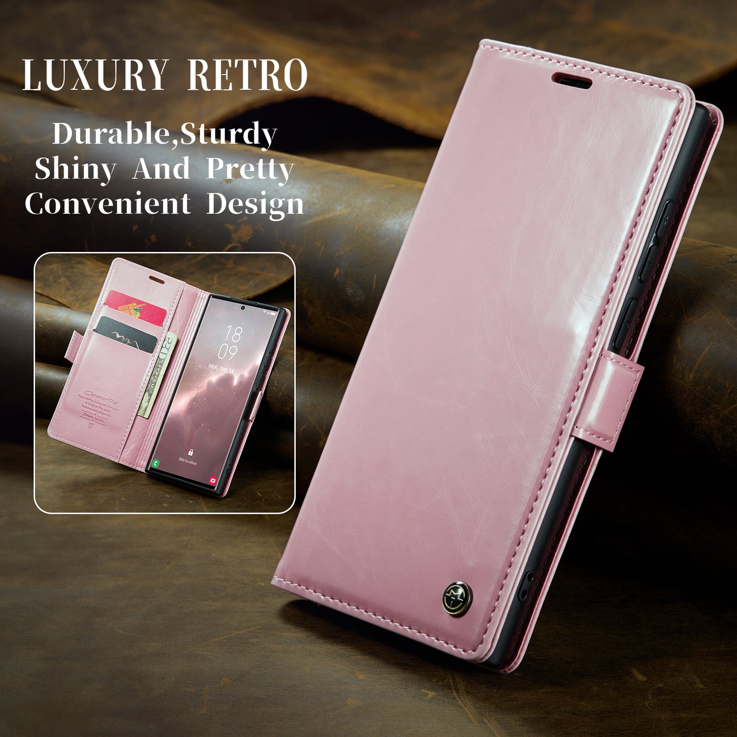 CASEME Luxury Retro Galaxy S23 Ultra Leather Case Magnetic