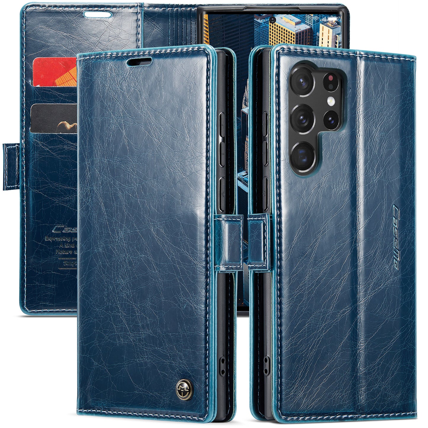 CASEME Luxury Retro Galaxy S23 Ultra Leather Case Magnetic