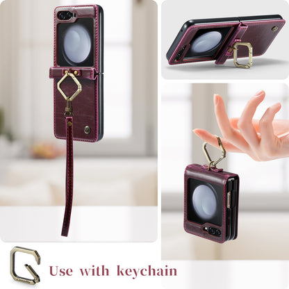 CASEME Luxury Retro Galaxy Z Flip6 Leather Case Ring Holder