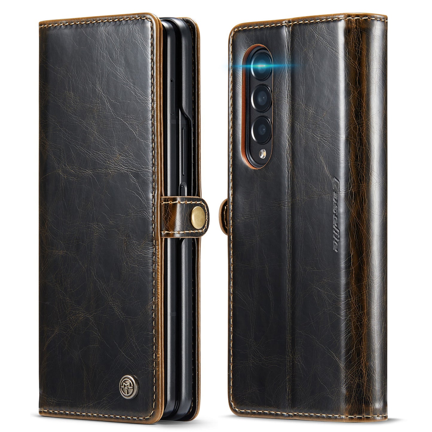 CASEME Luxury Retro Galaxy Z Fold3 Leather Case Magnetic