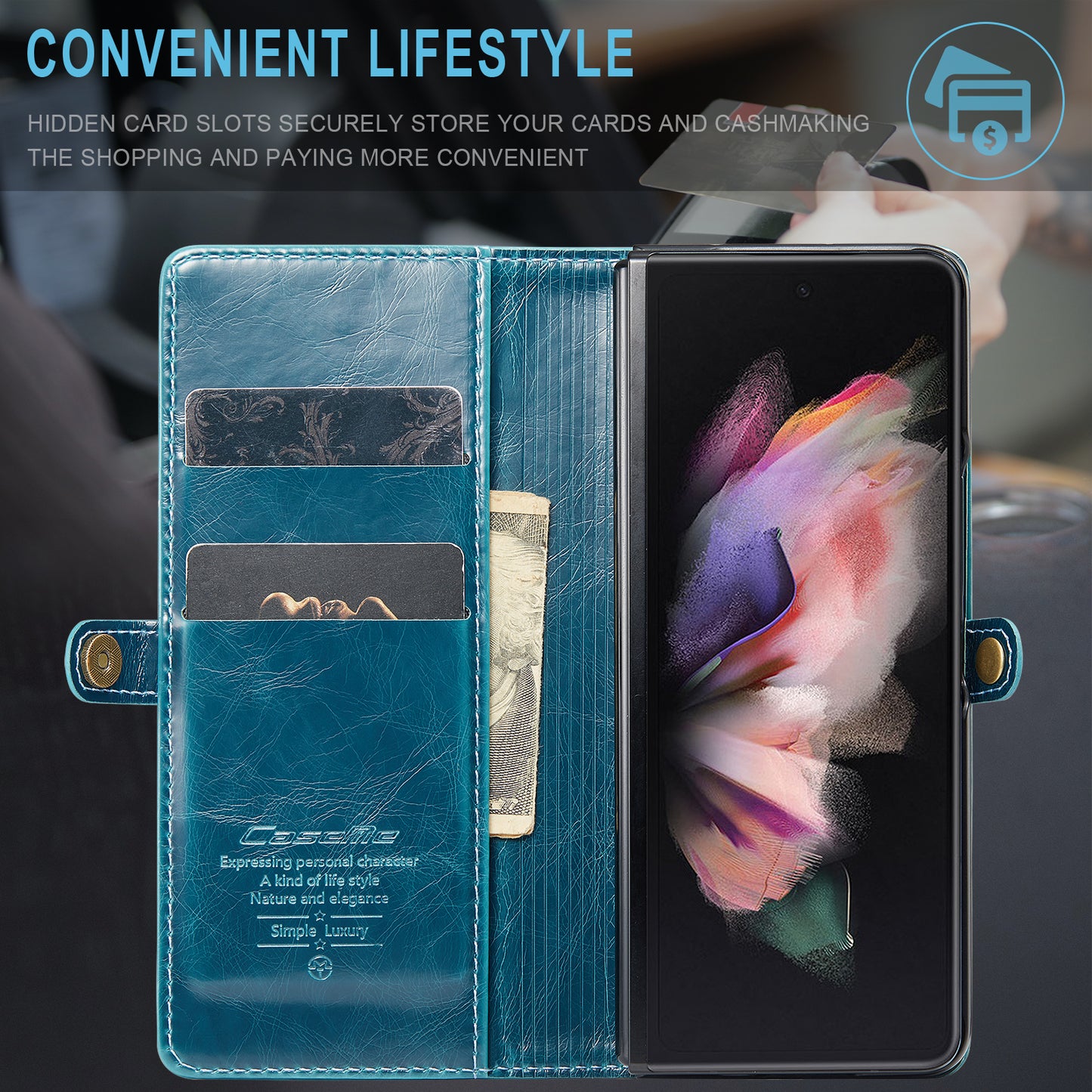 CASEME Luxury Retro Galaxy Z Fold3 Leather Case Magnetic