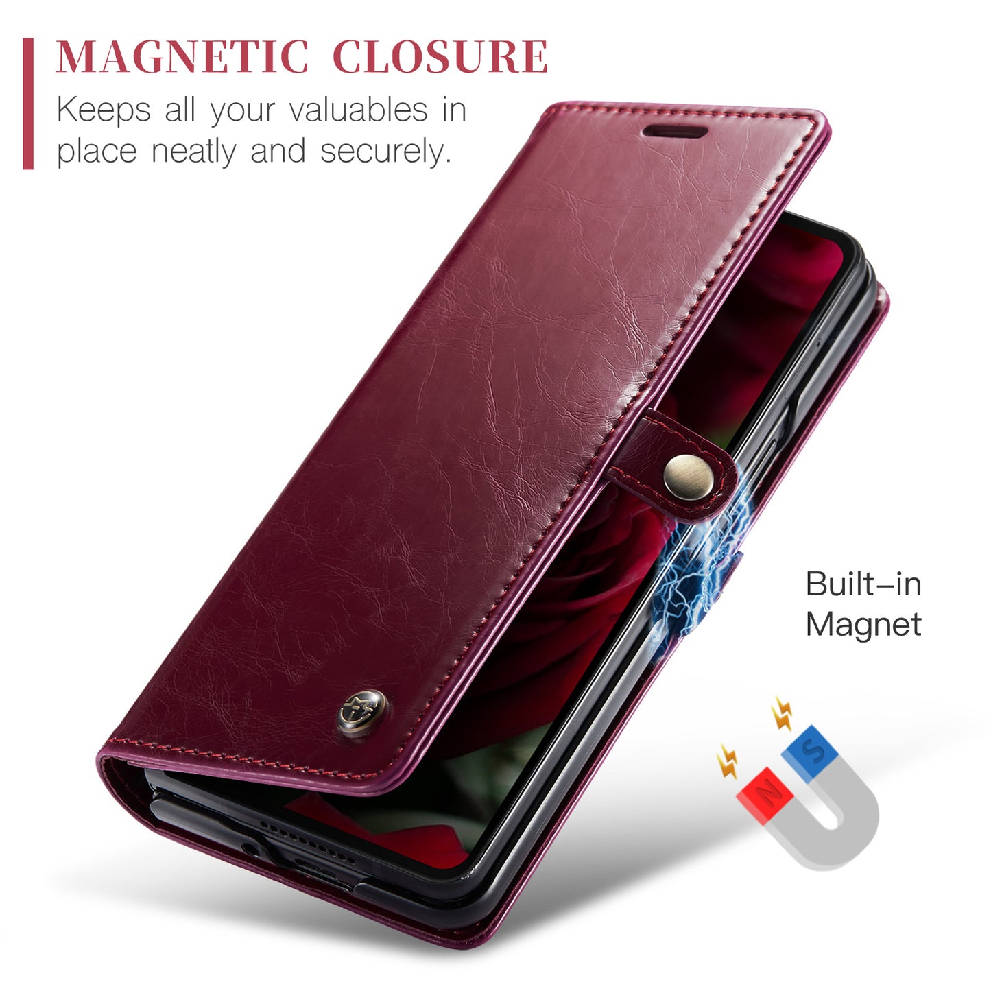 CASEME Luxury Retro Galaxy Z Fold6 Leather Case Magnetic