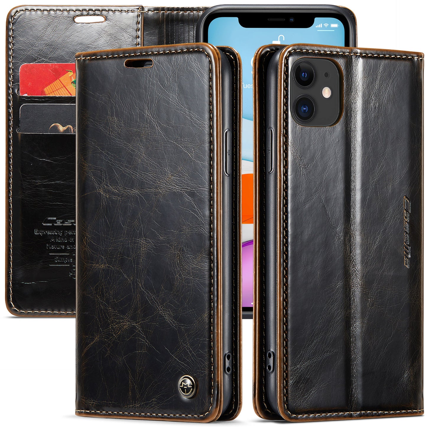 CASEME Luxury Retro iPhone 11 Leather Case Magnetic