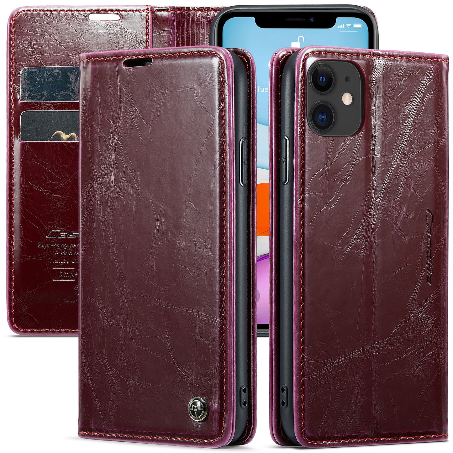 CASEME Luxury Retro iPhone 11 Leather Case Magnetic