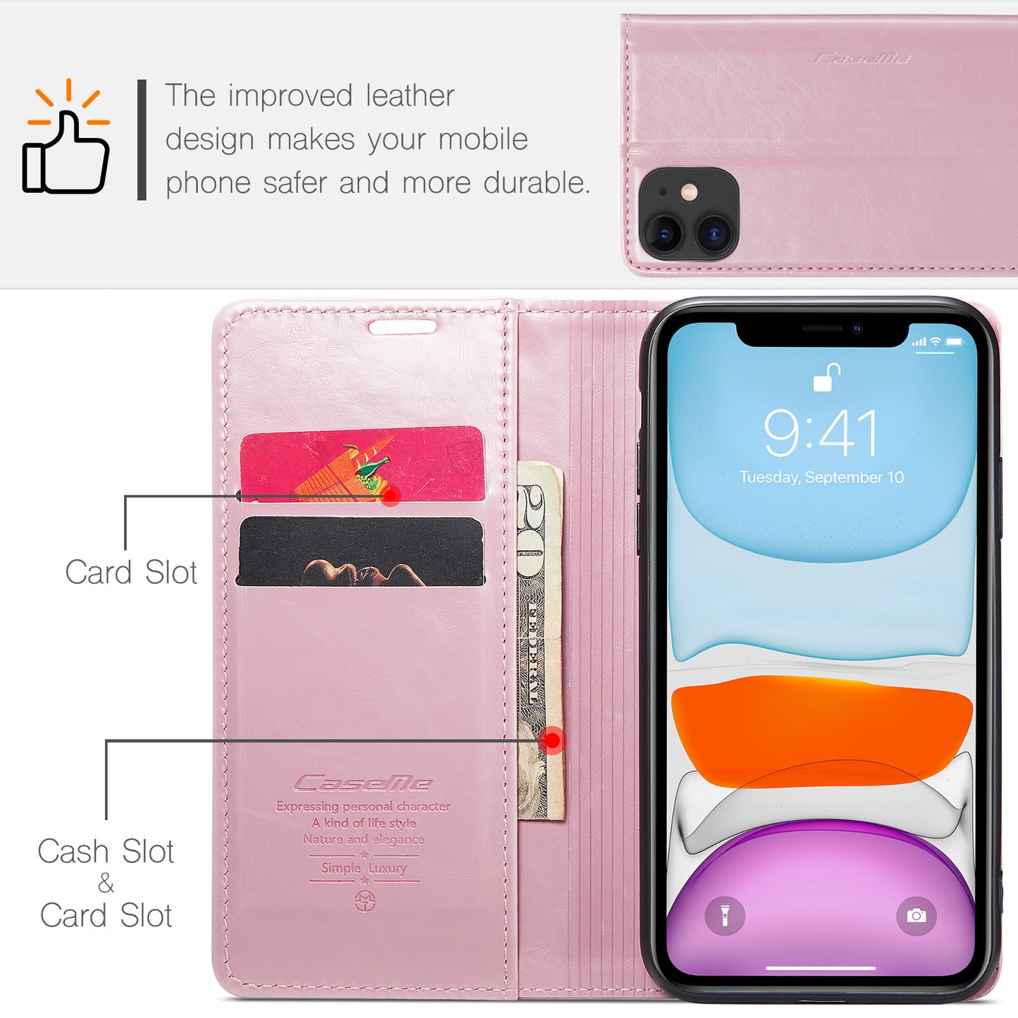 CASEME Luxury Retro iPhone 11 Leather Case Magnetic