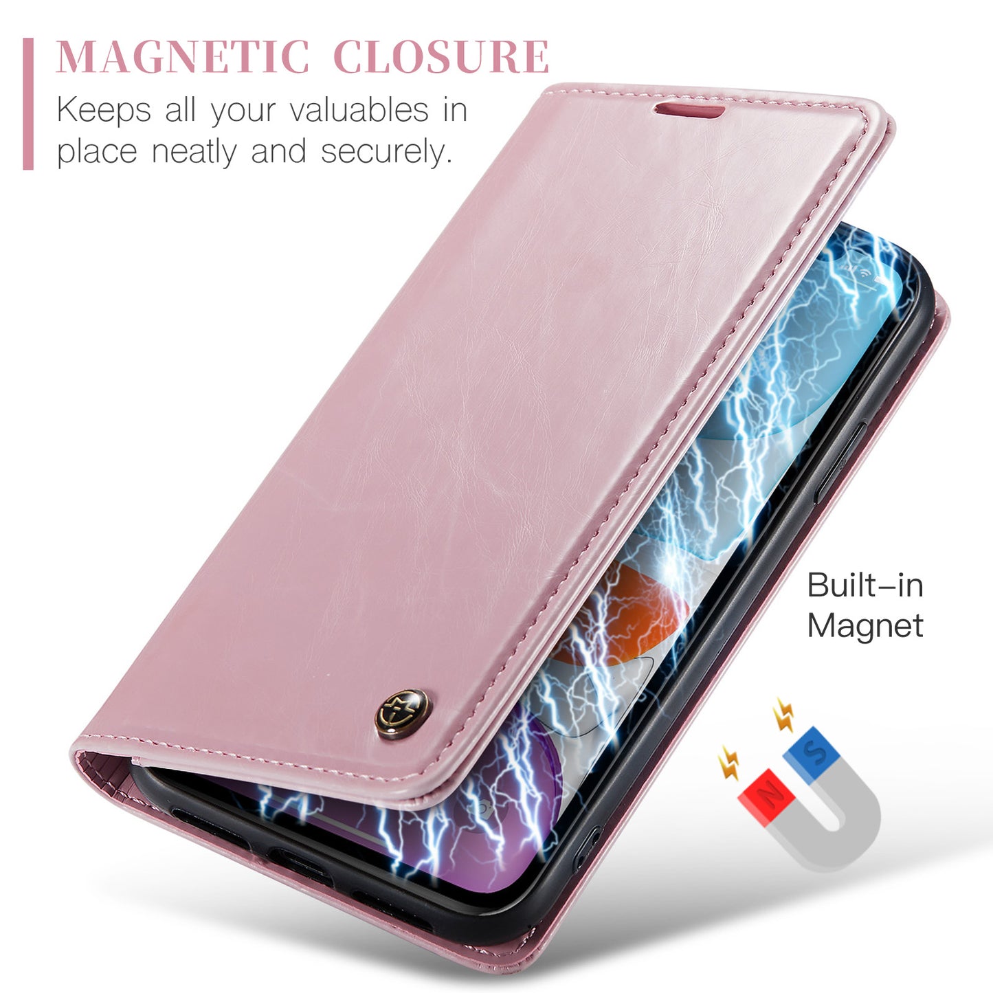 CASEME Luxury Retro iPhone 11 Leather Case Magnetic