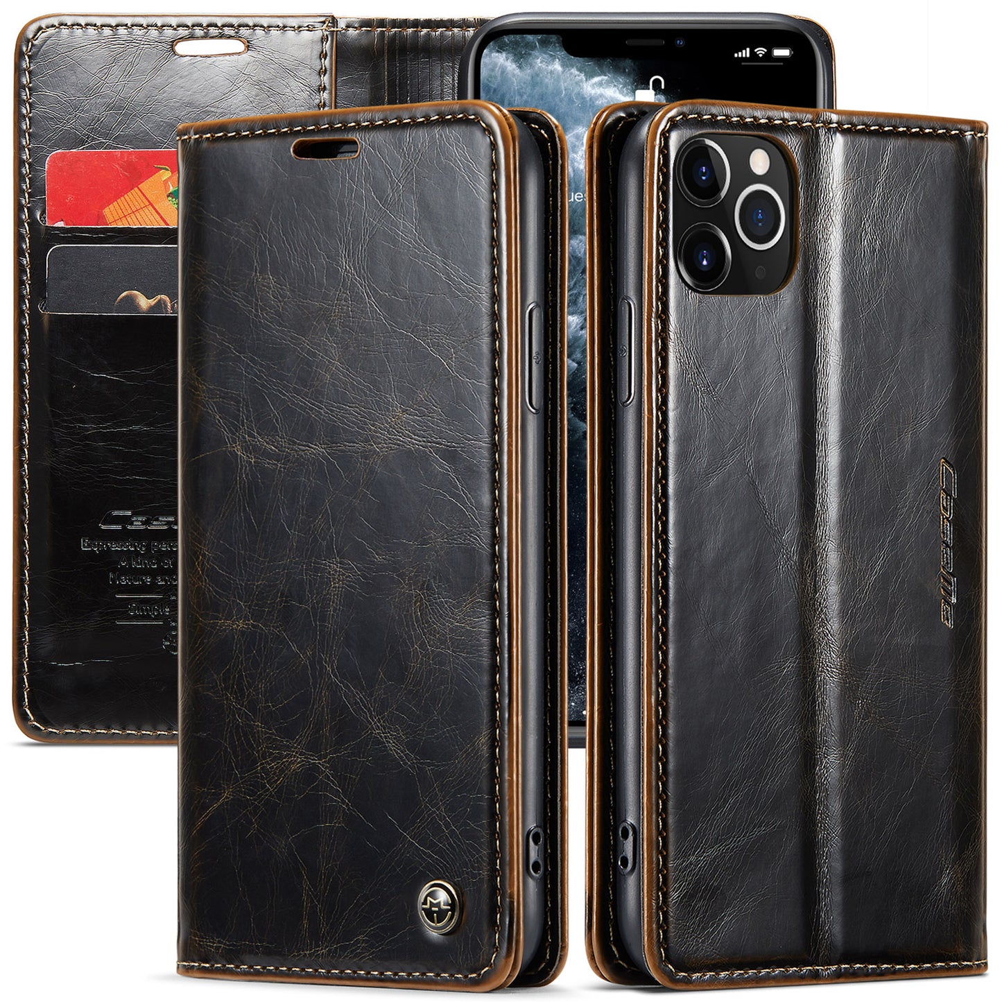 CASEME Luxury Retro iPhone 11 Pro Leather Case Magnetic