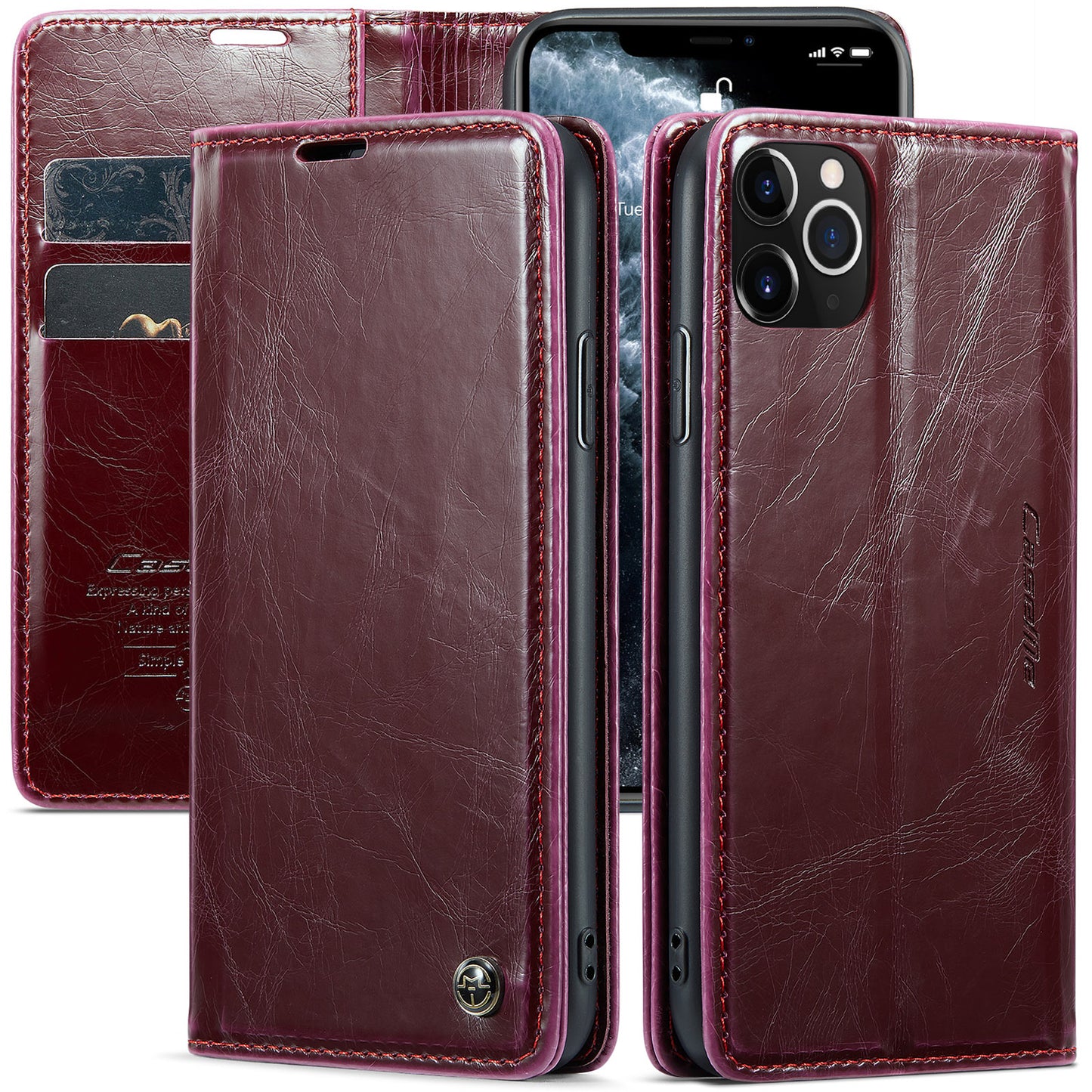 CASEME Luxury Retro iPhone 11 Pro Max Leather Case Magnetic