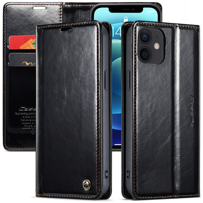 CASEME Luxury Retro iPhone 12 Mini Leather Case Magnetic