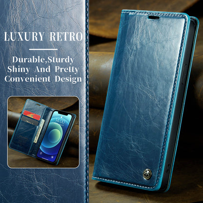 CASEME Luxury Retro iPhone 12 Mini Leather Case Magnetic