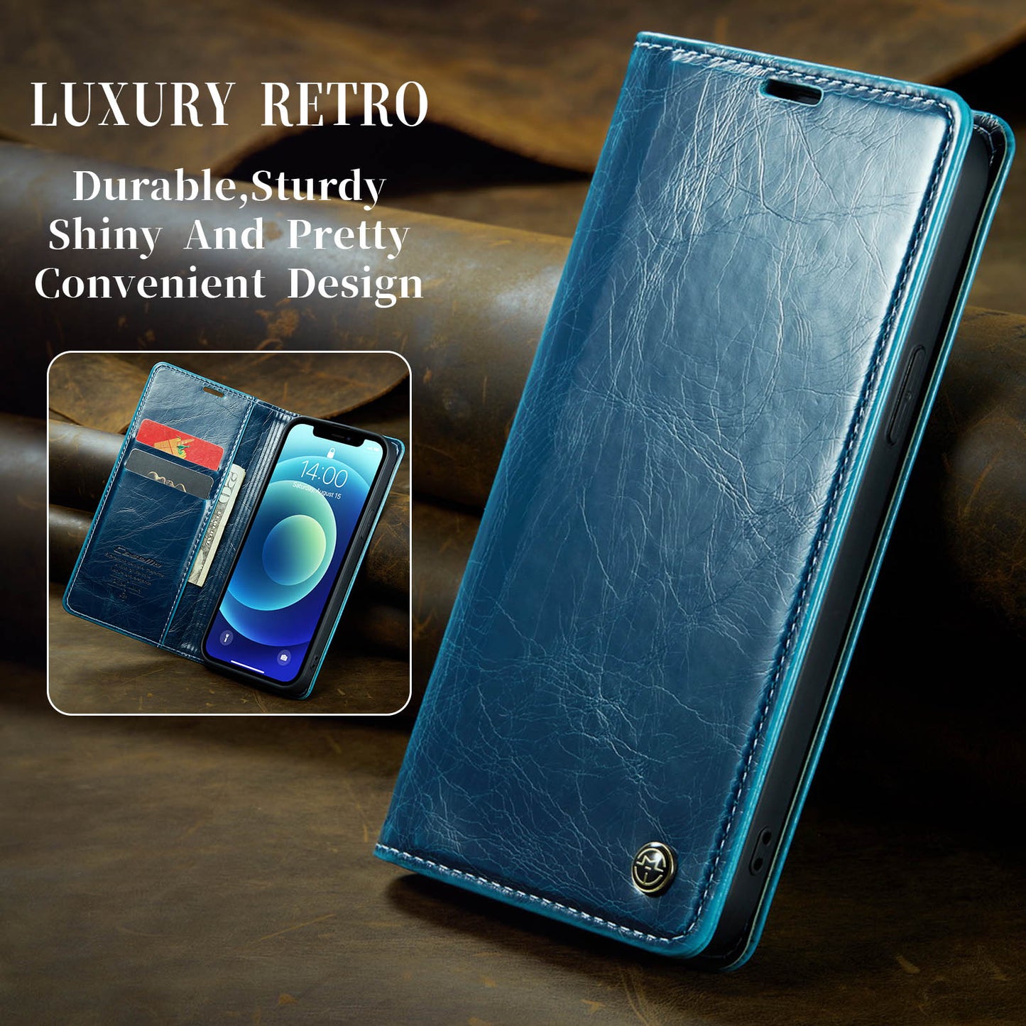 CASEME Luxury Retro iPhone 12 Mini Leather Case Magnetic