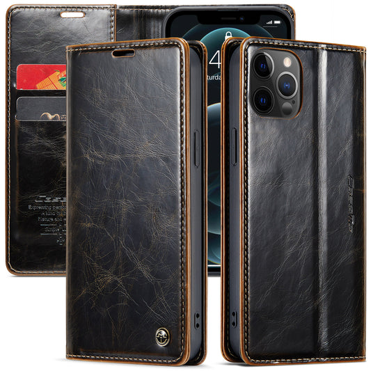 CASEME Luxury Retro iPhone 12 Pro Leather Case Magnetic