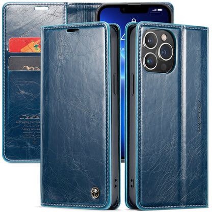 CASEME Luxury Retro iPhone 13 Pro Leather Case Magnetic