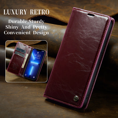 CASEME Luxury Retro iPhone 13 Pro Leather Case Magnetic