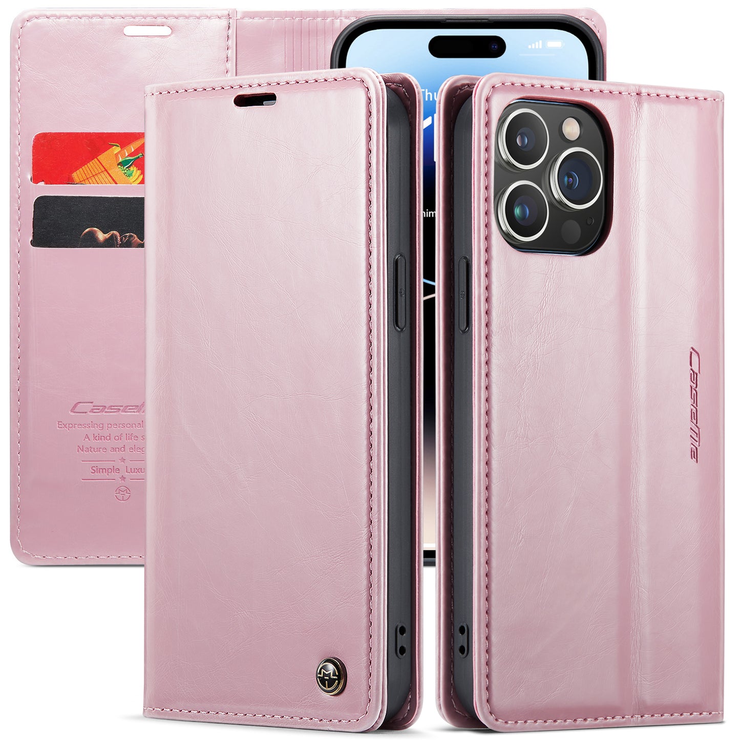 CASEME Luxury Retro iPhone 14 Pro Max Leather Case Magnetic