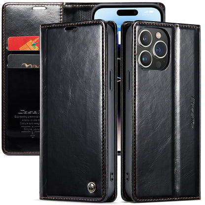 CASEME Luxury Retro iPhone 14 Pro Max Leather Case Magnetic