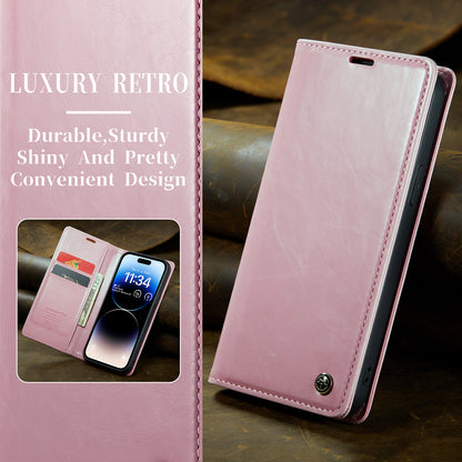 CASEME Luxury Retro iPhone 14 Pro Max Leather Case Magnetic