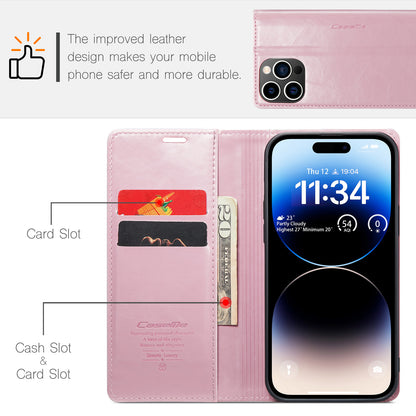 CASEME Luxury Retro iPhone 14 Pro Max Leather Case Magnetic