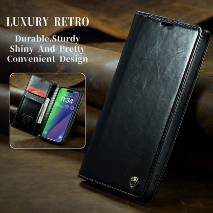 CASEME Luxury Retro iPhone 16 Plus Leather Case Magnetic