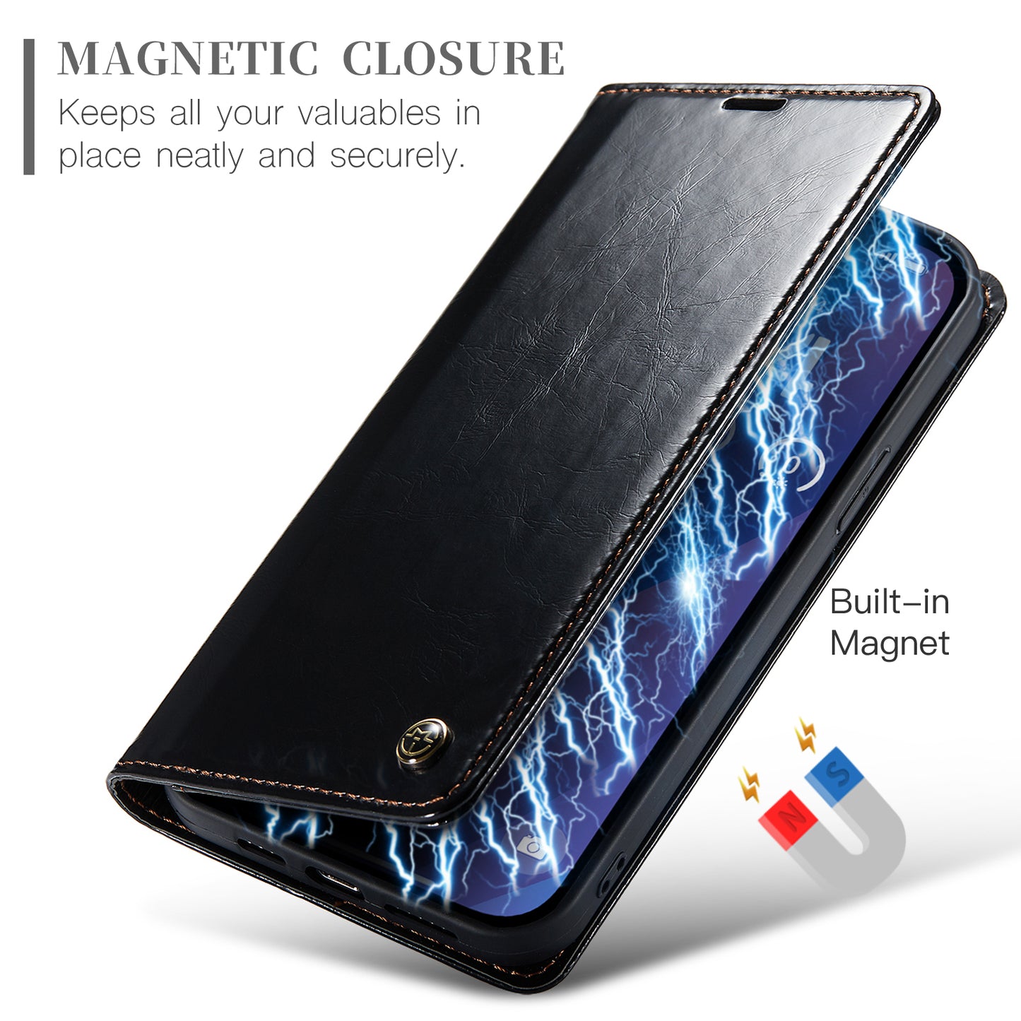 CASEME Luxury Retro iPhone 16 Plus Leather Case Magnetic