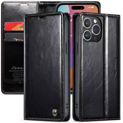 CASEME Luxury Retro iPhone 15 Pro Max Leather Case Magnetic