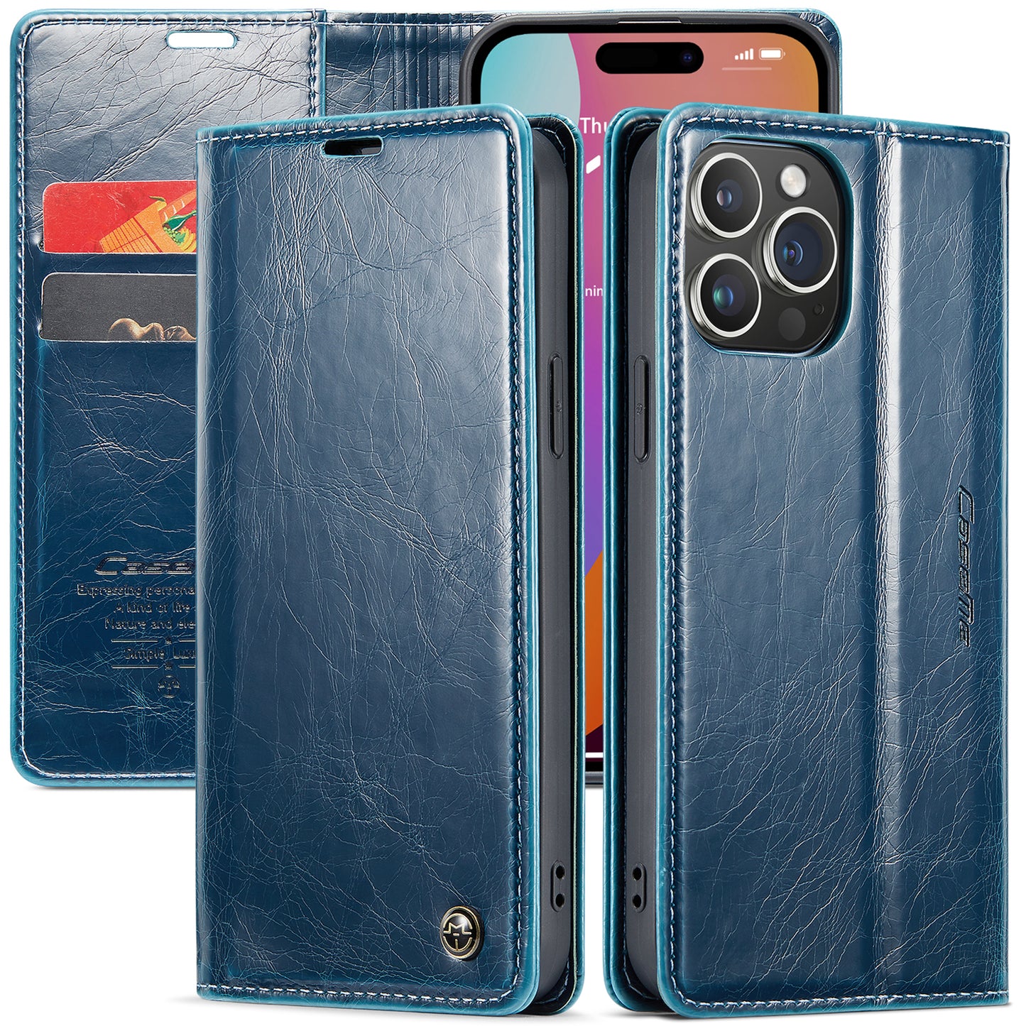 CASEME Luxury Retro iPhone 15 Pro Max Leather Case Magnetic