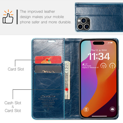 CASEME Luxury Retro iPhone 15 Pro Max Leather Case Magnetic