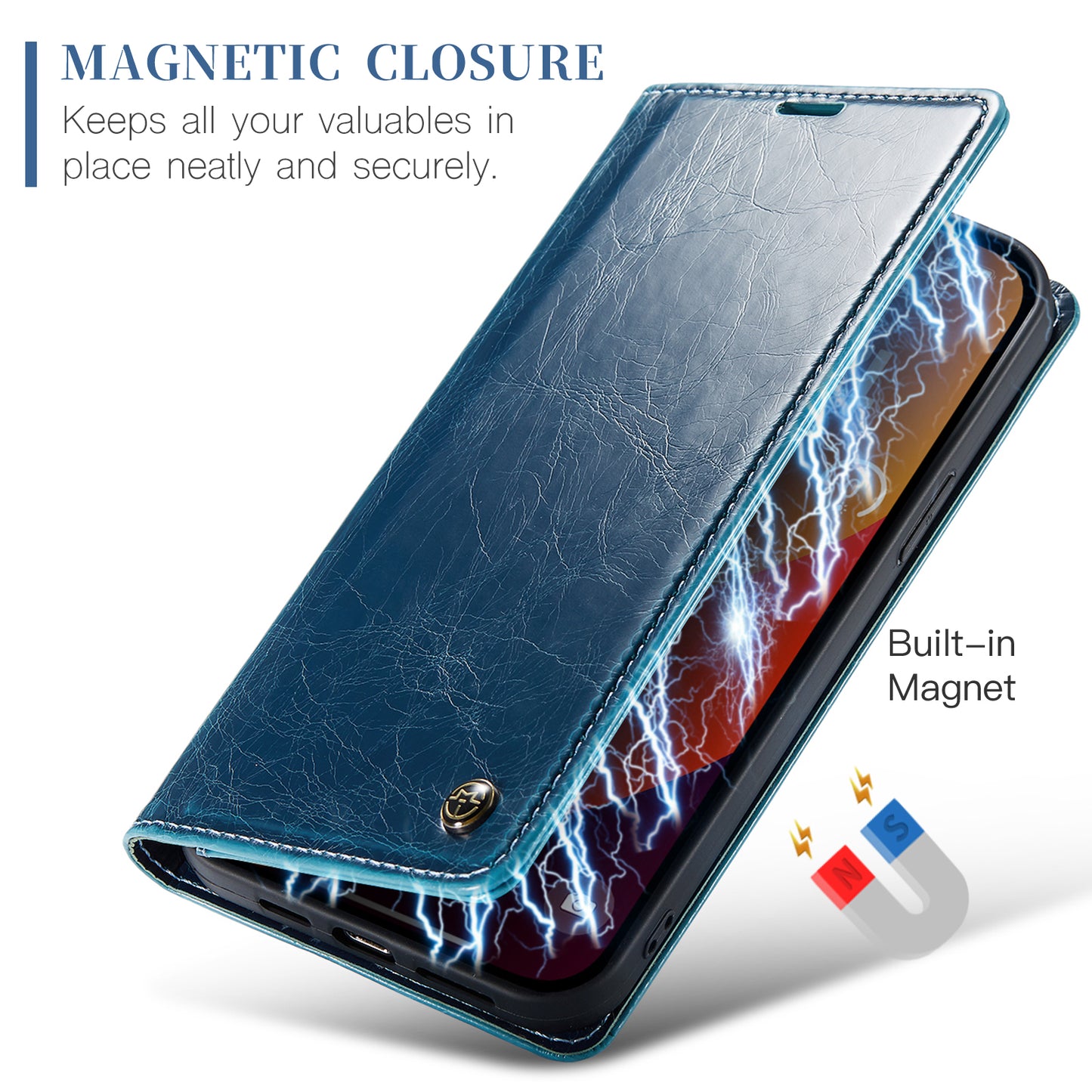 CASEME Luxury Retro iPhone 15 Pro Max Leather Case Magnetic