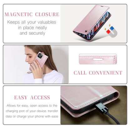 CASEME Luxury Retro iPhone 15 Pro Leather Case Magnetic