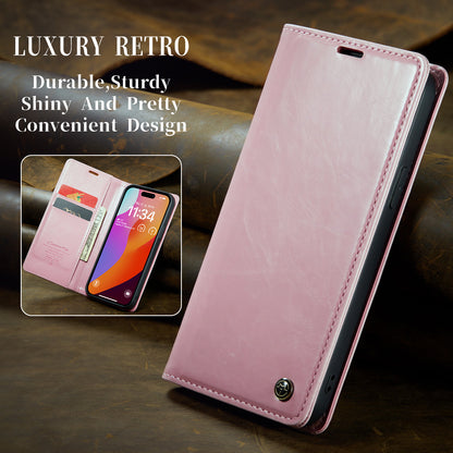 CASEME Luxury Retro iPhone 15 Pro Leather Case Magnetic