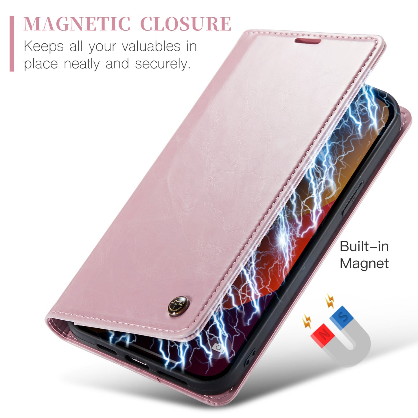 CASEME Luxury Retro iPhone 15 Pro Leather Case Magnetic