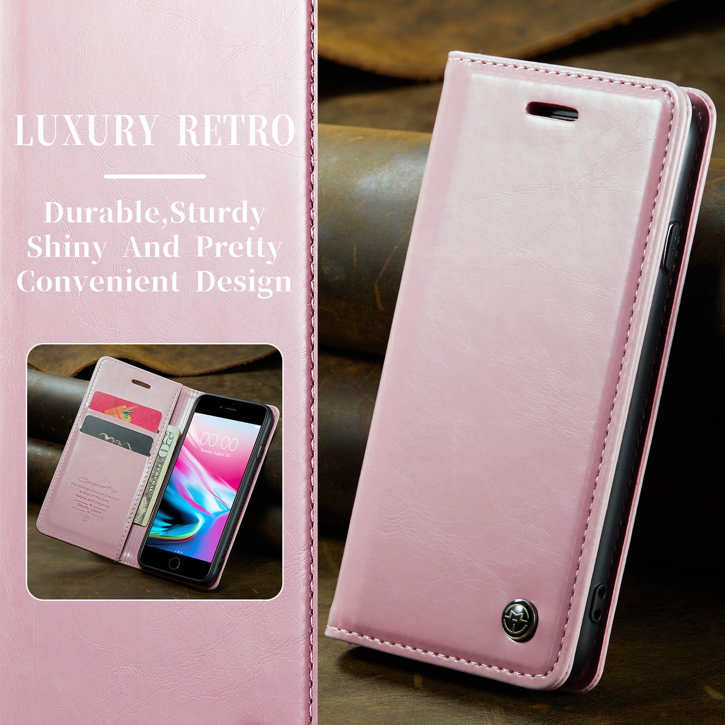 CASEME Luxury Retro iPhone SE 2020 Leather Case Magnetic