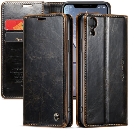 CASEME Luxury Retro iPhone XR Leather Case Magnetic