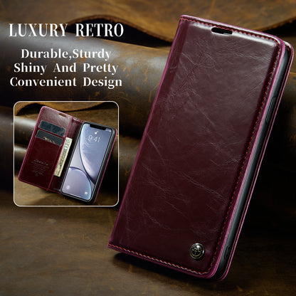 CASEME Luxury Retro iPhone XR Leather Case Magnetic